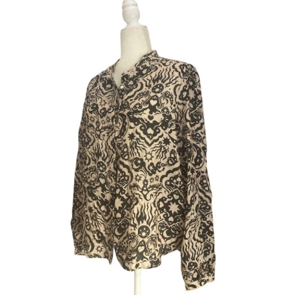 Chufy Gardenia Blouse Lightweight Voile Stencil Print NWT Top Button Front - Picture 6 of 16